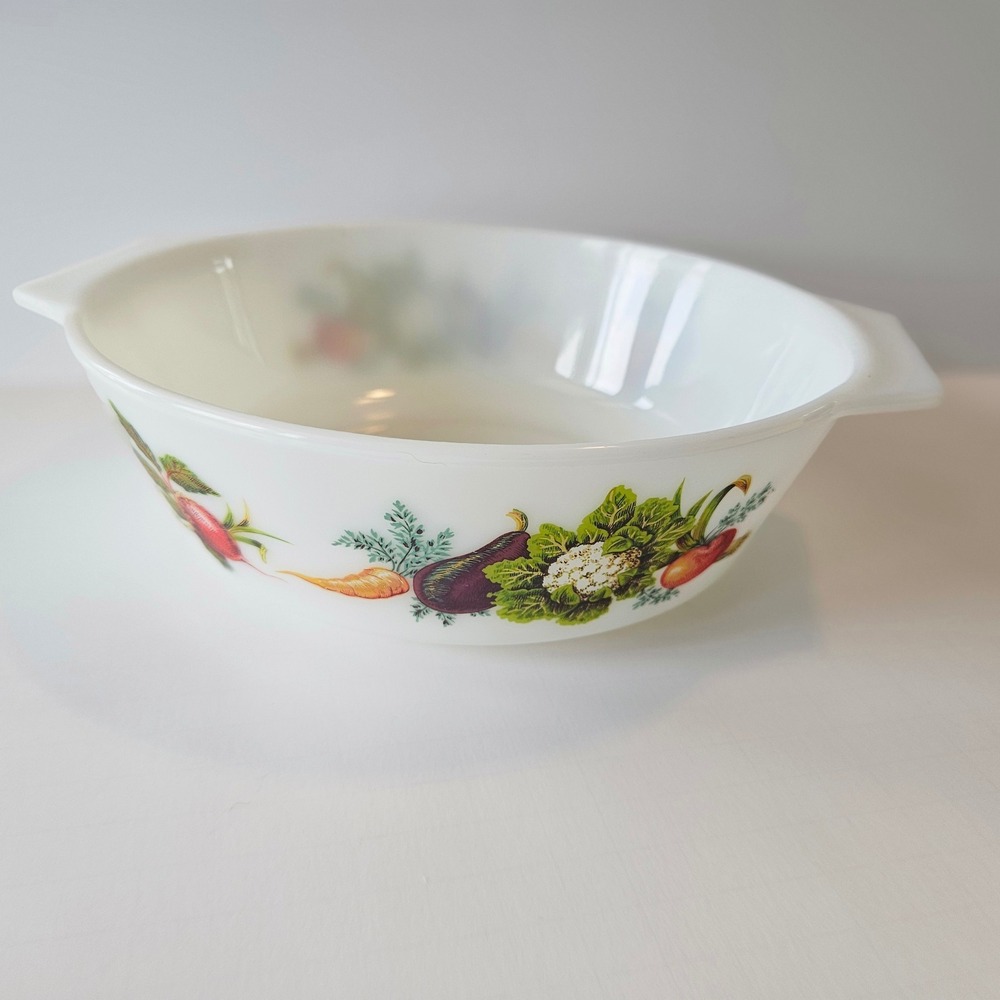 JAJ Pyrex Tuscany Market Garden Casserole Dish Milk Glass 8.5in - No Lid